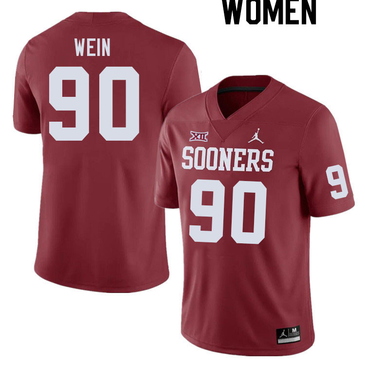 Women #90 Taylor Wein Oklahoma Sooners College Football Jerseys Stitched Sale-Crimson